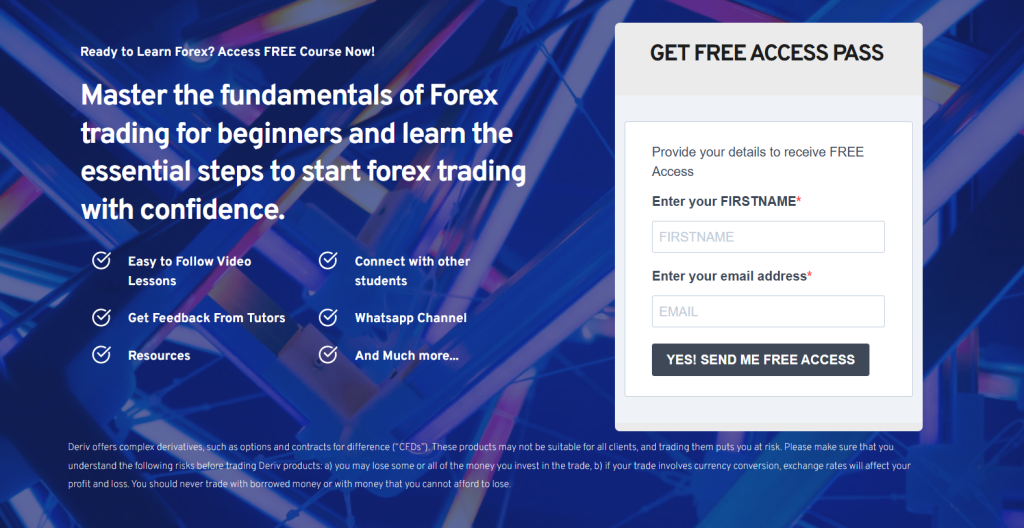 Discover the best resources for learning Forex trading fundamentals with our free online course. Enjoy easy video lessons, tutor feedback, and a dedicated WhatsApp channel. Perfect for beginners in Zimbabwe! Simply fill out the form on the right with your name and email to get your access pass.